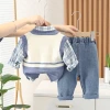 Cool boys' children's clothing, stylish kids' clothes, 2022 new Korean-style baby and children's set, spring and autumn three-piece set, trendy Specification image